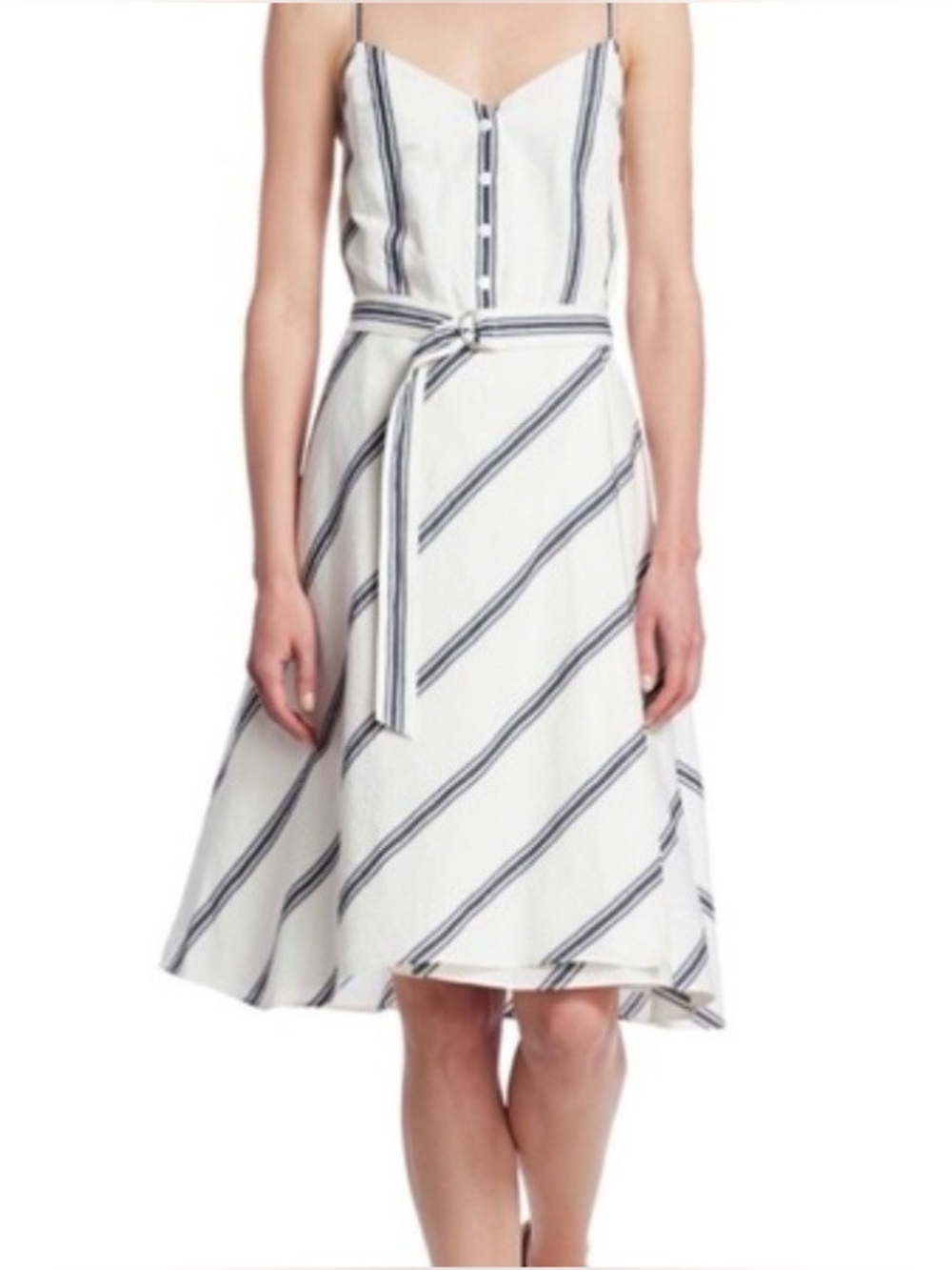 Rag & Bone Doris Stripe Dress Cotton/Linen Blend w/ Belt Made in USA